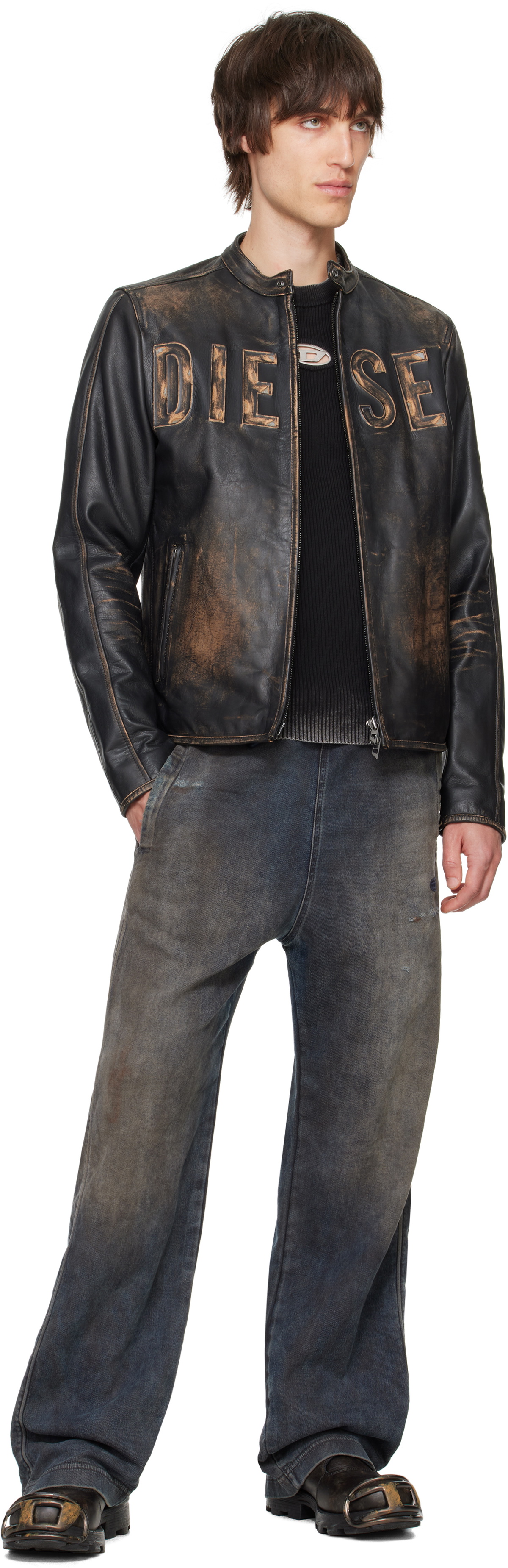 DIESEL 2023AW L-Met DIESEL ロゴ レザー ジャケット L-MET