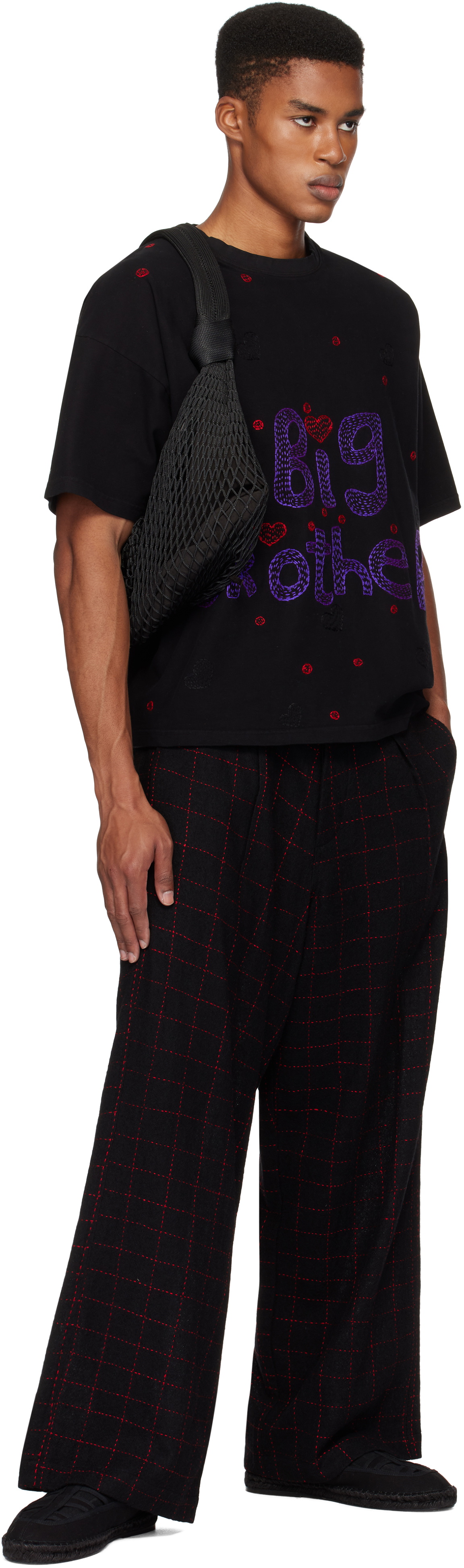 Glass Cypress Black Embroidered Wool Trousers