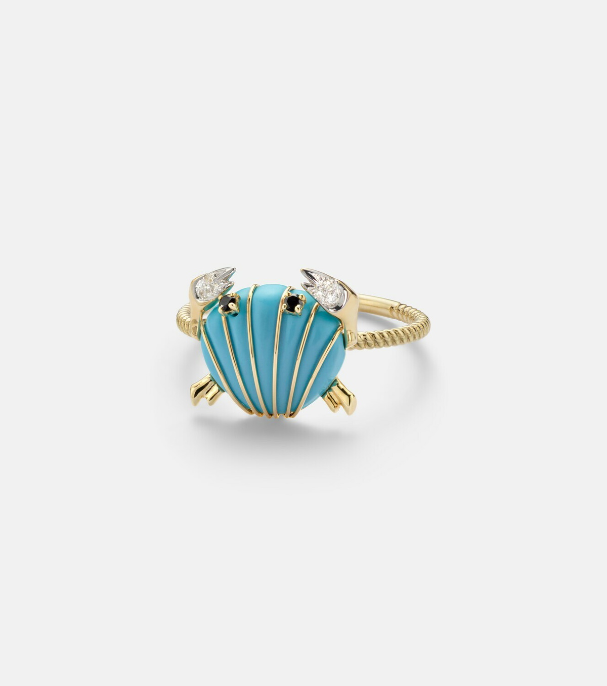 Yvonne Léon Crabe Coquillage 9kt gold ring with gemstones