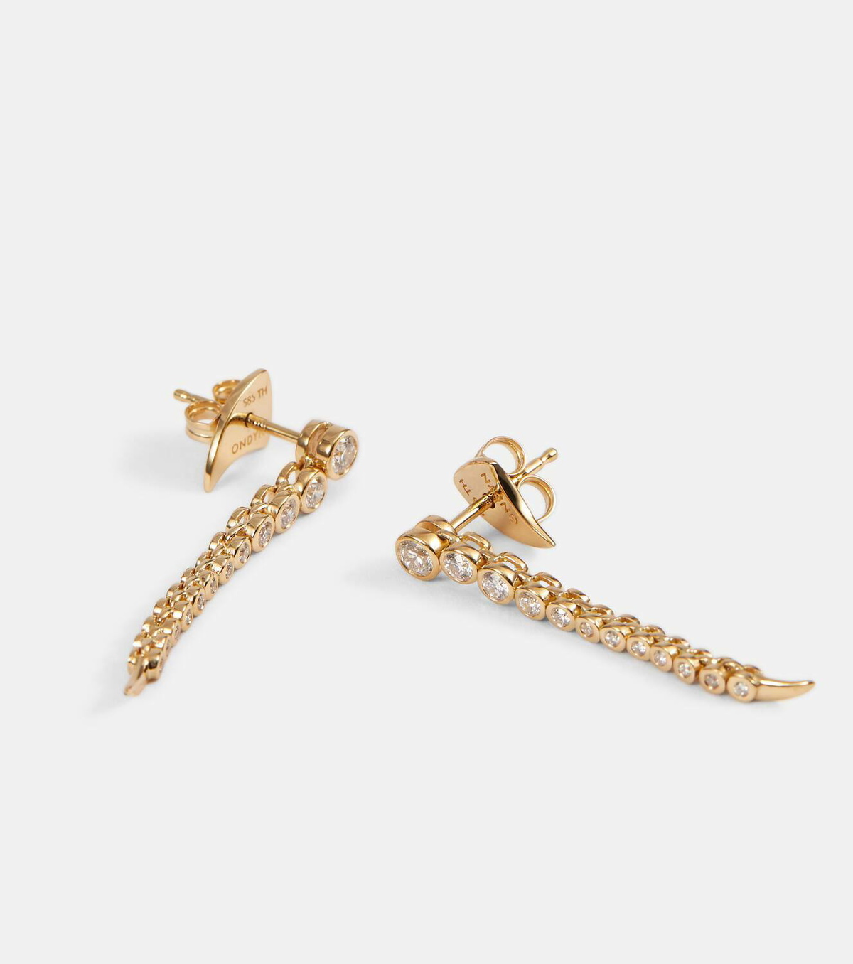 Ondyn Short Continuum 14kt yellow gold drop earrings with diamonds