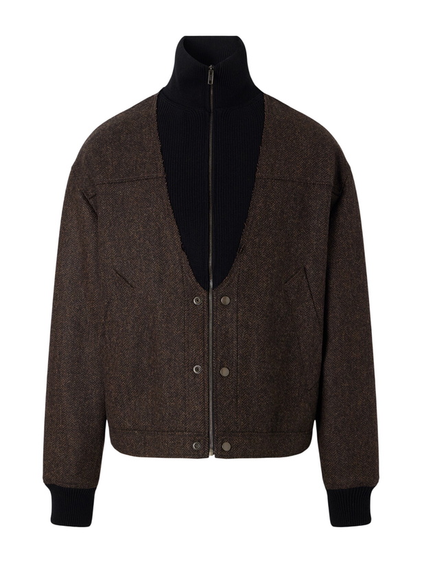 Photo: Maison Margiela - Wool Herringbone Bomber Jacket - Brown