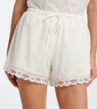 Posse Marilyn lace-trimmed cotton shorts