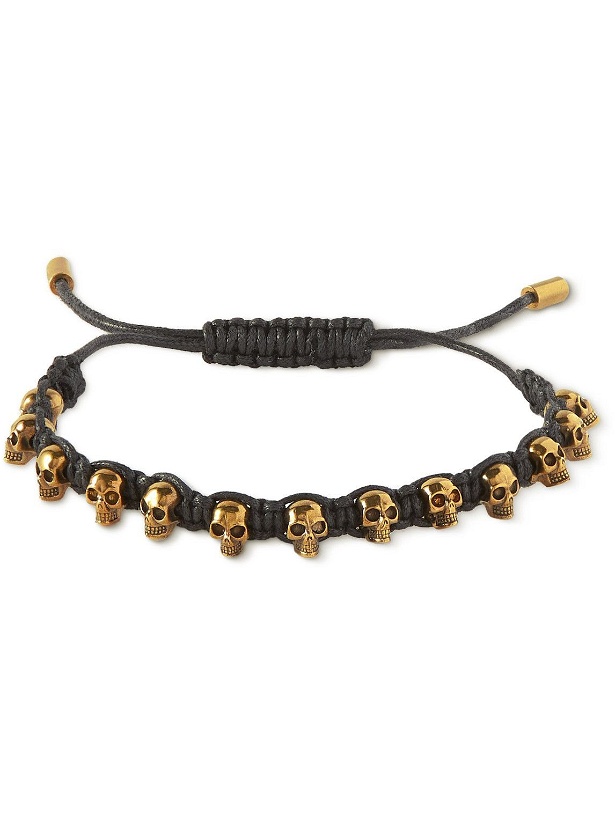 Photo: Alexander McQueen - Gold-Tone and Woven Leather Bracelet