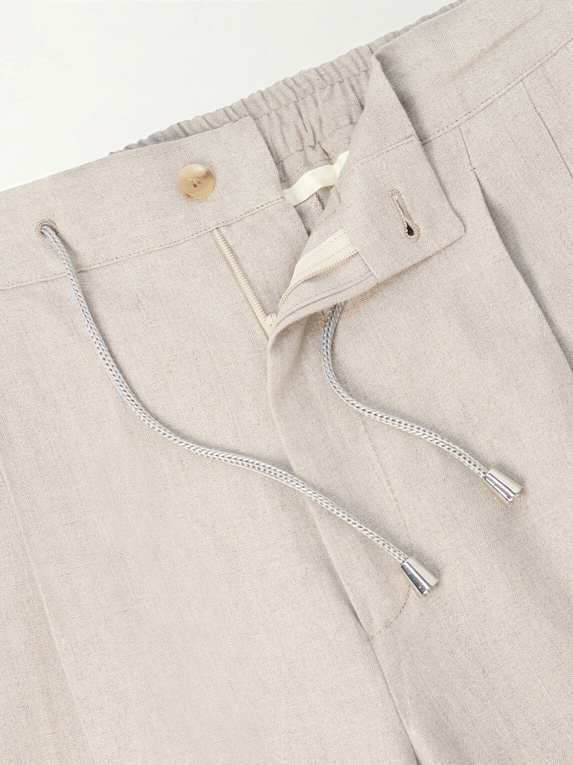 De Petrillo - Straight-Leg Pleated Linen Suit Trousers - Neutrals