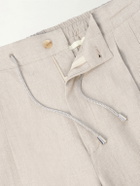 De Petrillo - Straight-Leg Pleated Linen Suit Trousers - Neutrals