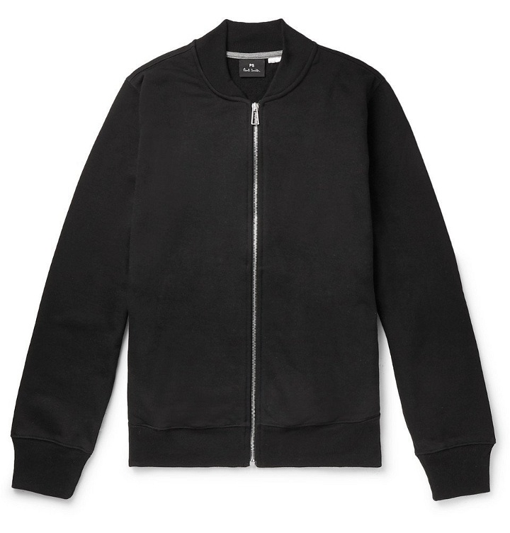 Photo: PS by Paul Smith - Organic Loopback Cotton-Jersey Bomber Jacket - Men - Black