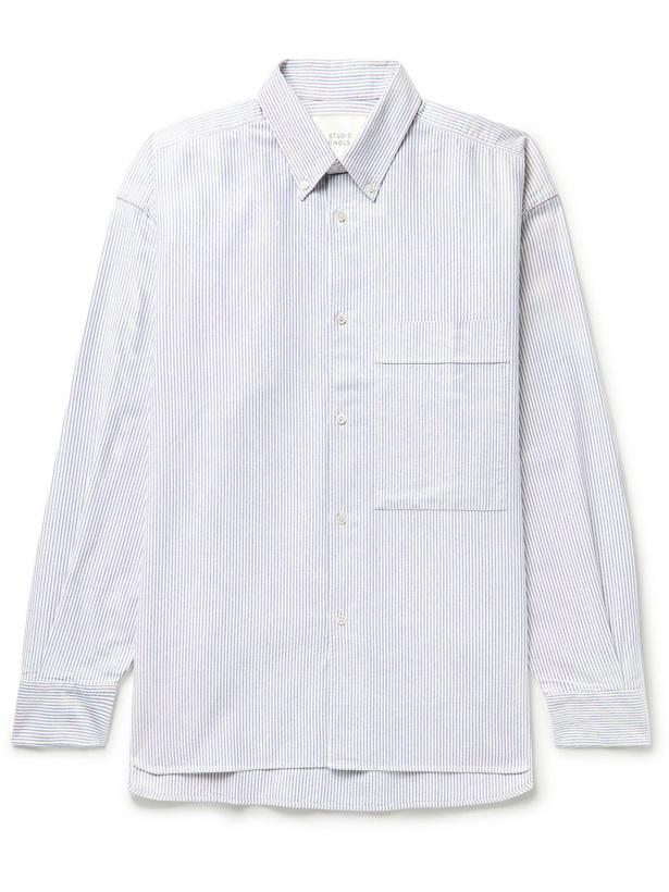Photo: Studio Nicholson - Keble Button-Down Collar Striped Cotton Oxford Shirt - Blue