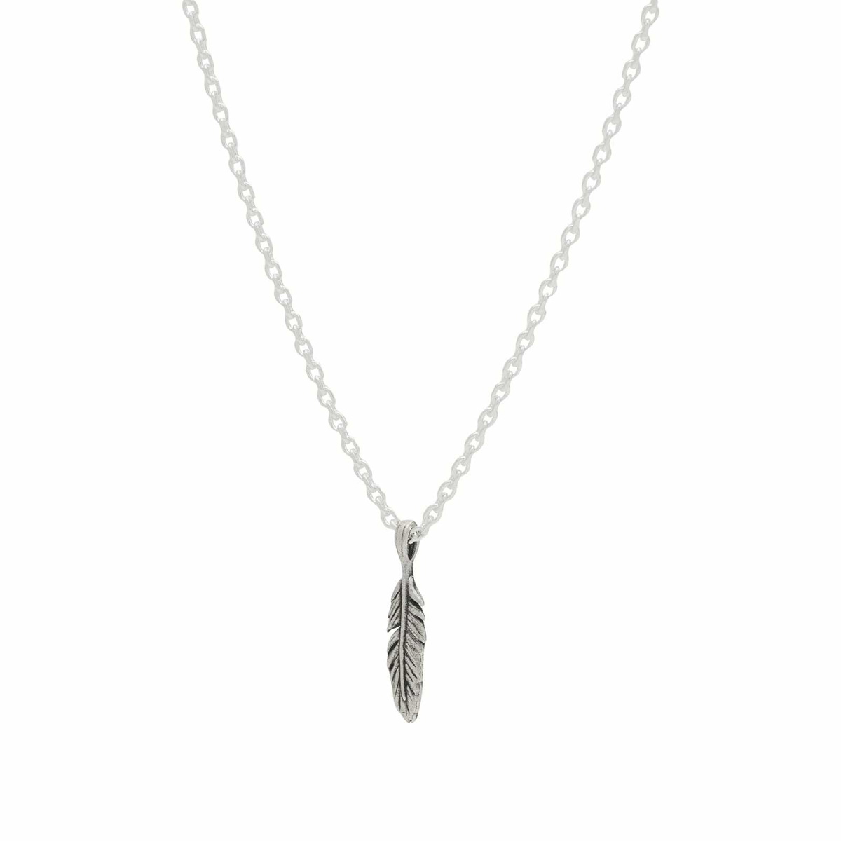TwoJeys Feather Necklace in Silver 