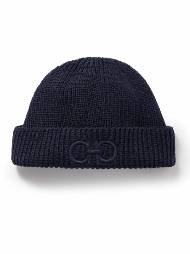 Photo: Salvatore Ferragamo - Ribbed Embroidered Wool Beanie