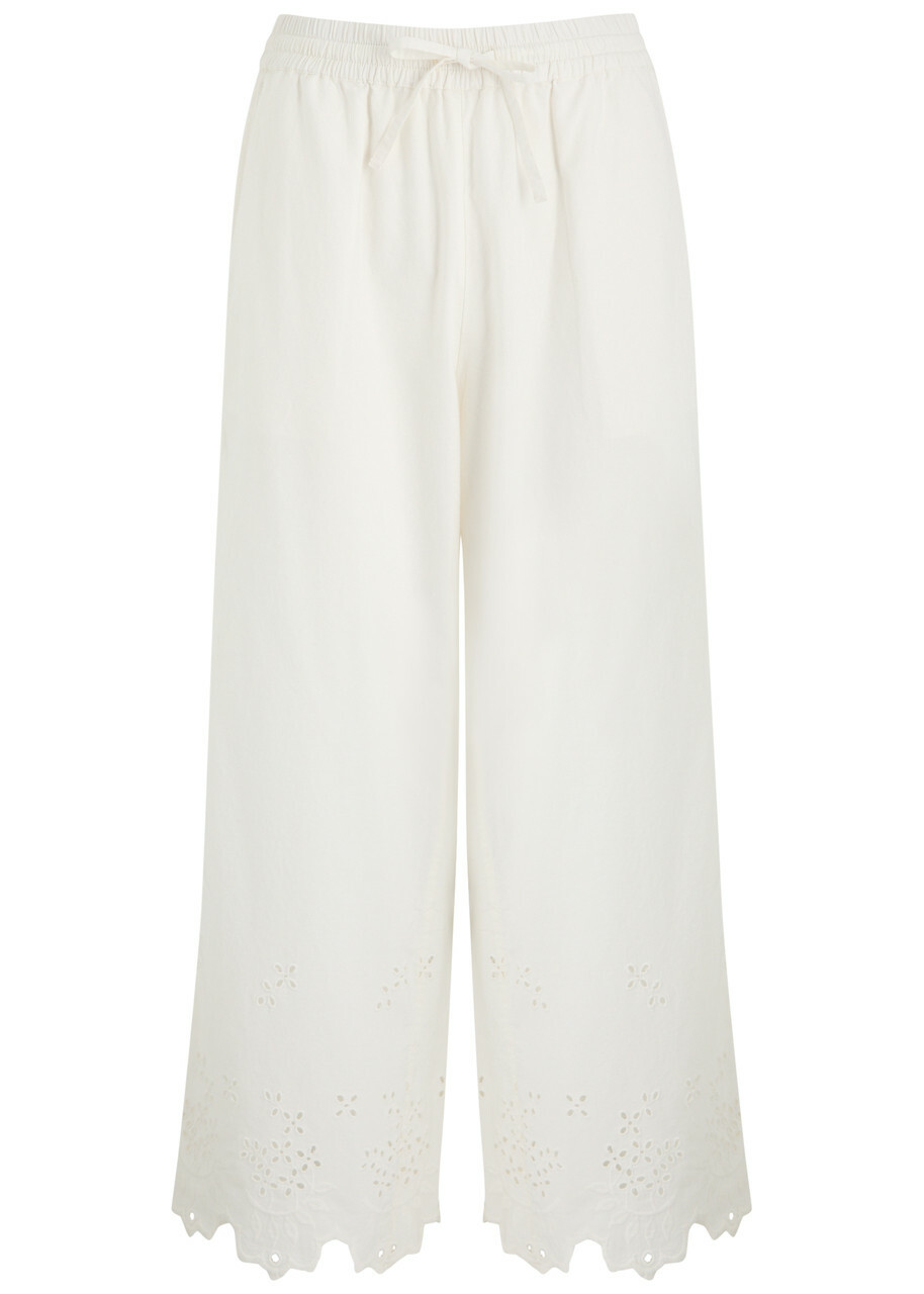 Damson Madder Lana Broderie-anglaise Cotton Trousers White Damson