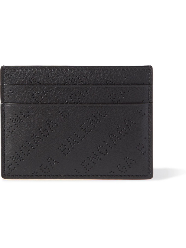 Photo: BALENCIAGA - Logo-Perforated Leather Cardholder