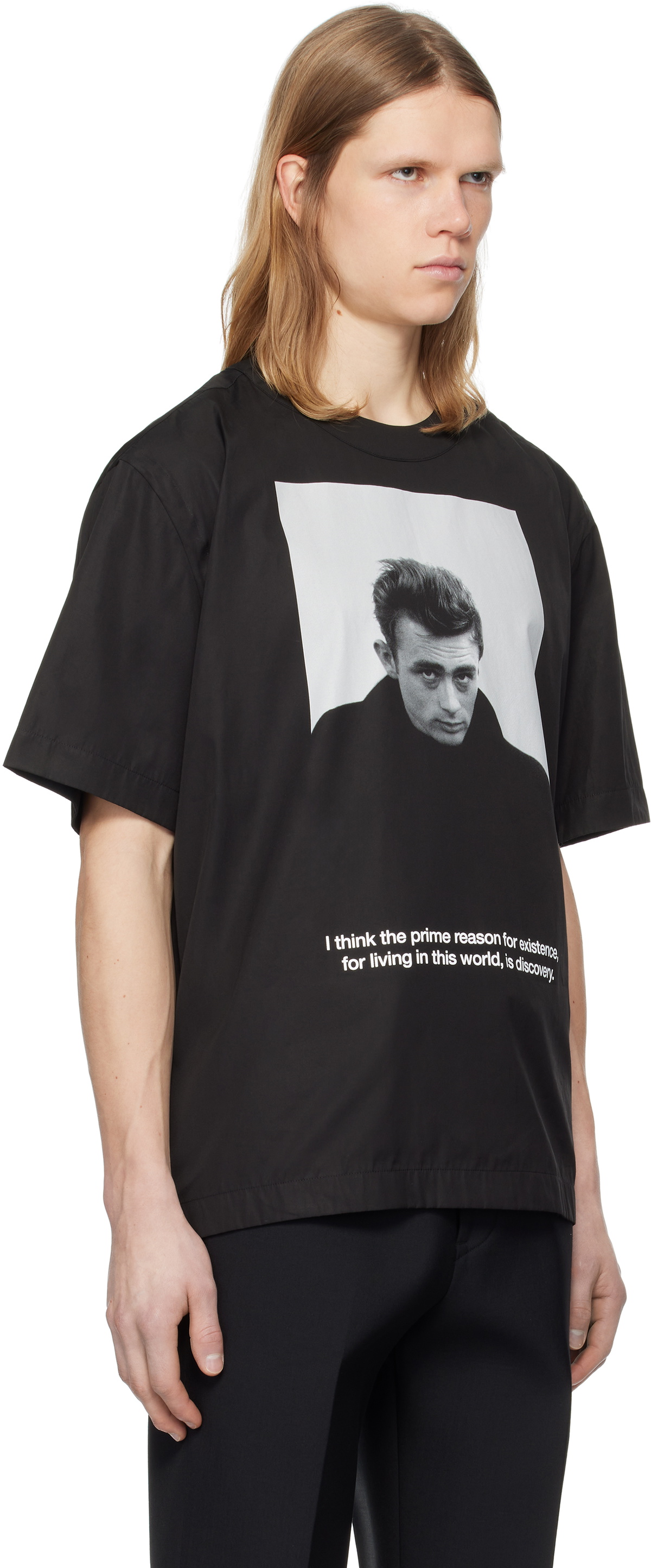 sacai Black 'James Dean' Cotton Poplin T-shirt Sacai