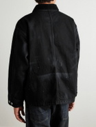 Neighborhood - Corduroy-Trimmed Paint-Splattered Denim Jacket - Black