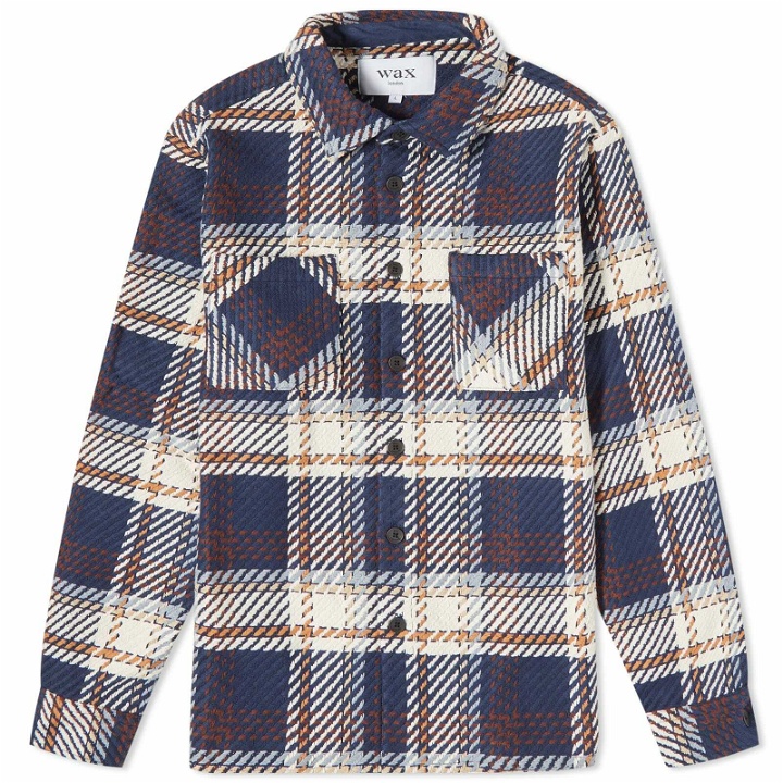 Photo: Wax London Men's Astro Check Whiting Overshirt in Navy