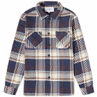 Wax London Men's Astro Check Whiting Overshirt in Navy