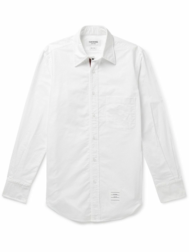 Photo: Thom Browne - Slim-Fit Button-Down Collar Logo-Appliquéd Cotton Oxford Shirt - White