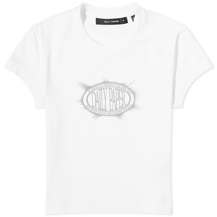 Photo: Daily Paper Women's Glow Cropped Short Sleeve T-Shirt in White