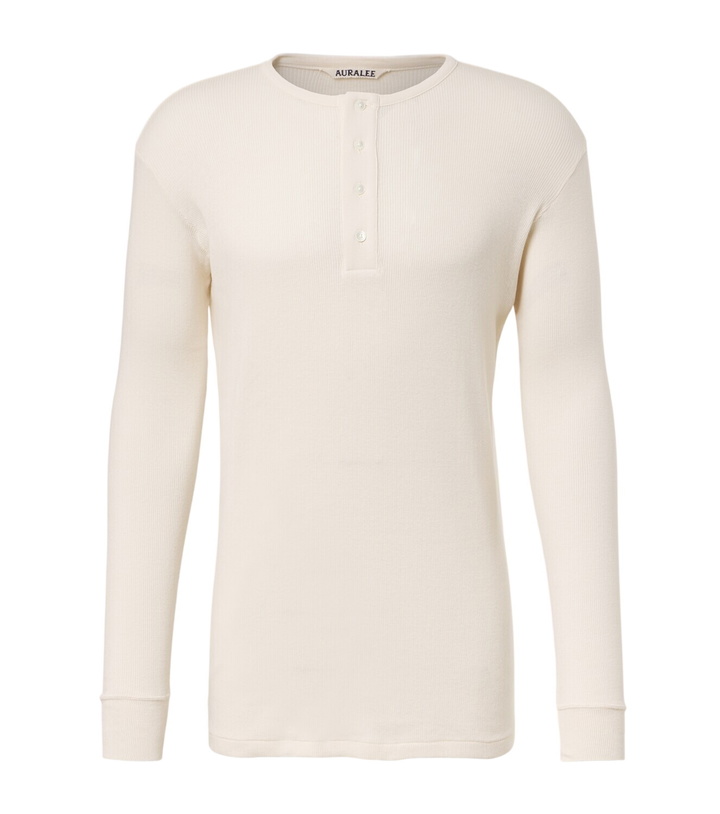 Photo: Auralee Ribbed-knit cotton Henley shirt