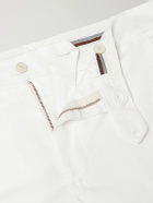 Canali - Tapered Stretch Cotton-Twill Trousers - White