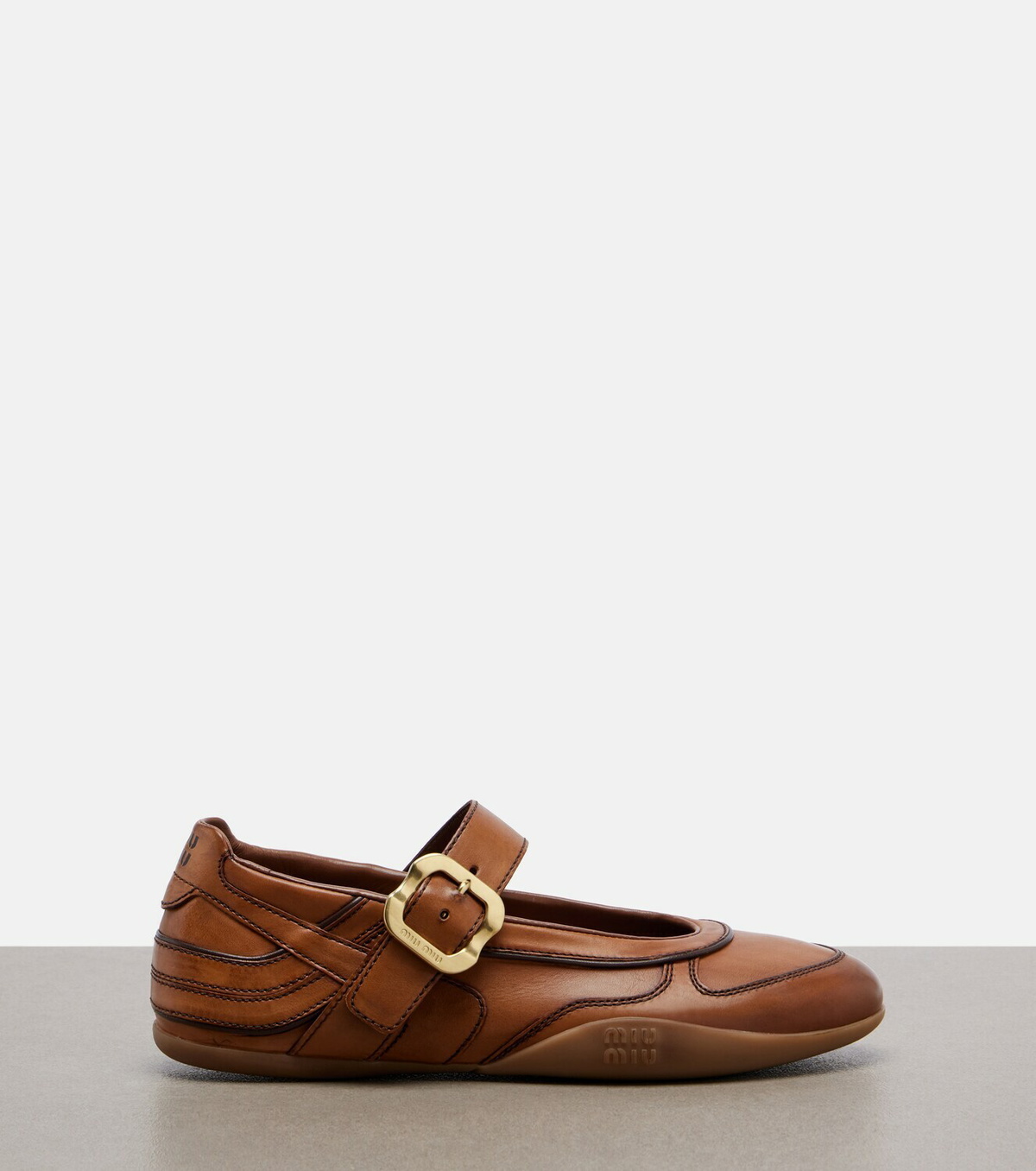 Miu Miu Gymnasium leather Mary Jane flats