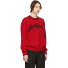 Alexander McQueen Red and Black Logo Varsity Sweater