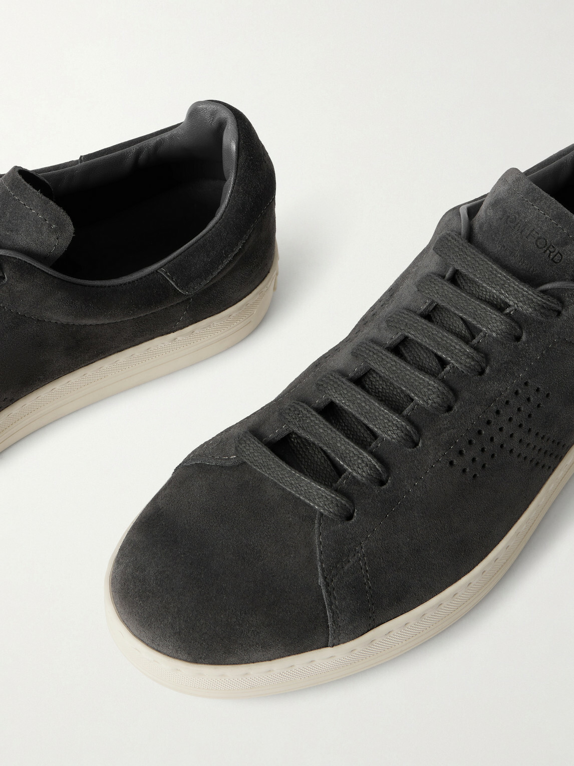 TOM FORD - Warwick Perforated Suede Sneakers - Gray