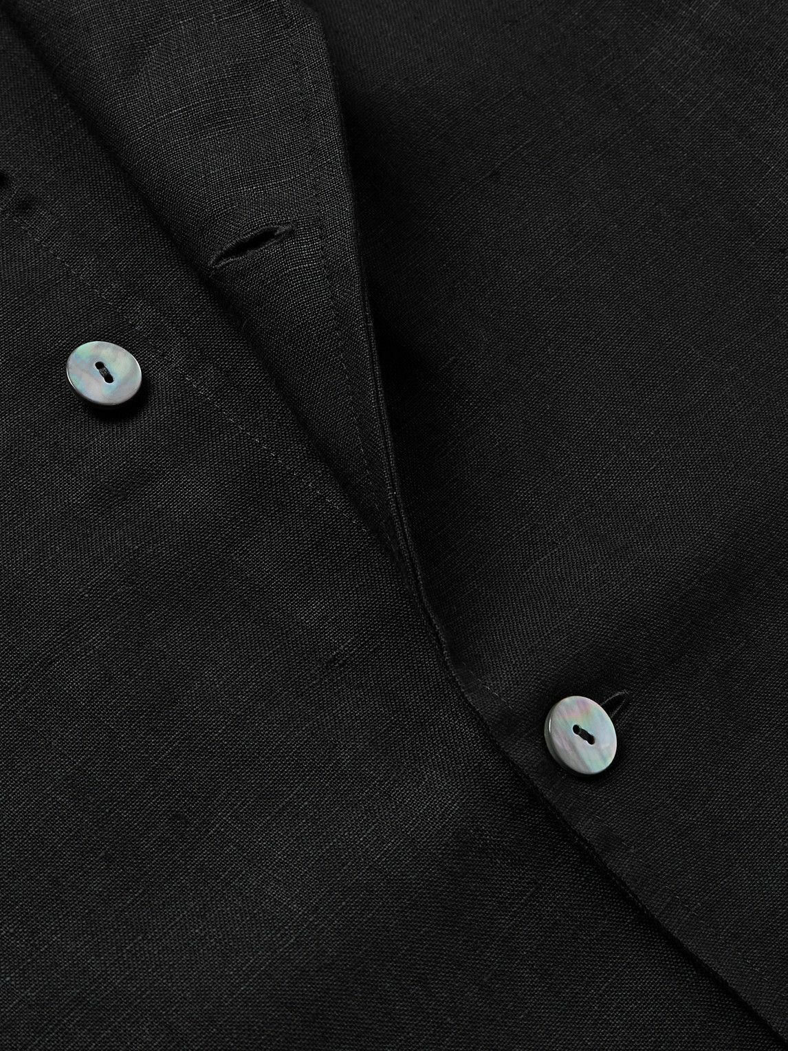 Stòffa - Camp-Collar Linen-Canvas Overshirt - Black