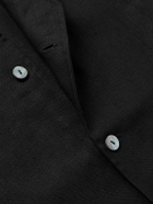Stòffa - Camp-Collar Linen-Canvas Overshirt - Black