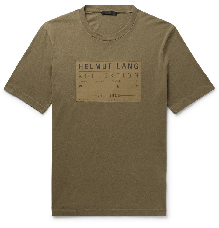 Photo: Helmut Lang - Logo-Appliquéd Cotton-Jersey T-Shirt - Green