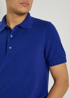 Tom Ford Logo-embroidered Piqué Polo Shirt Blue