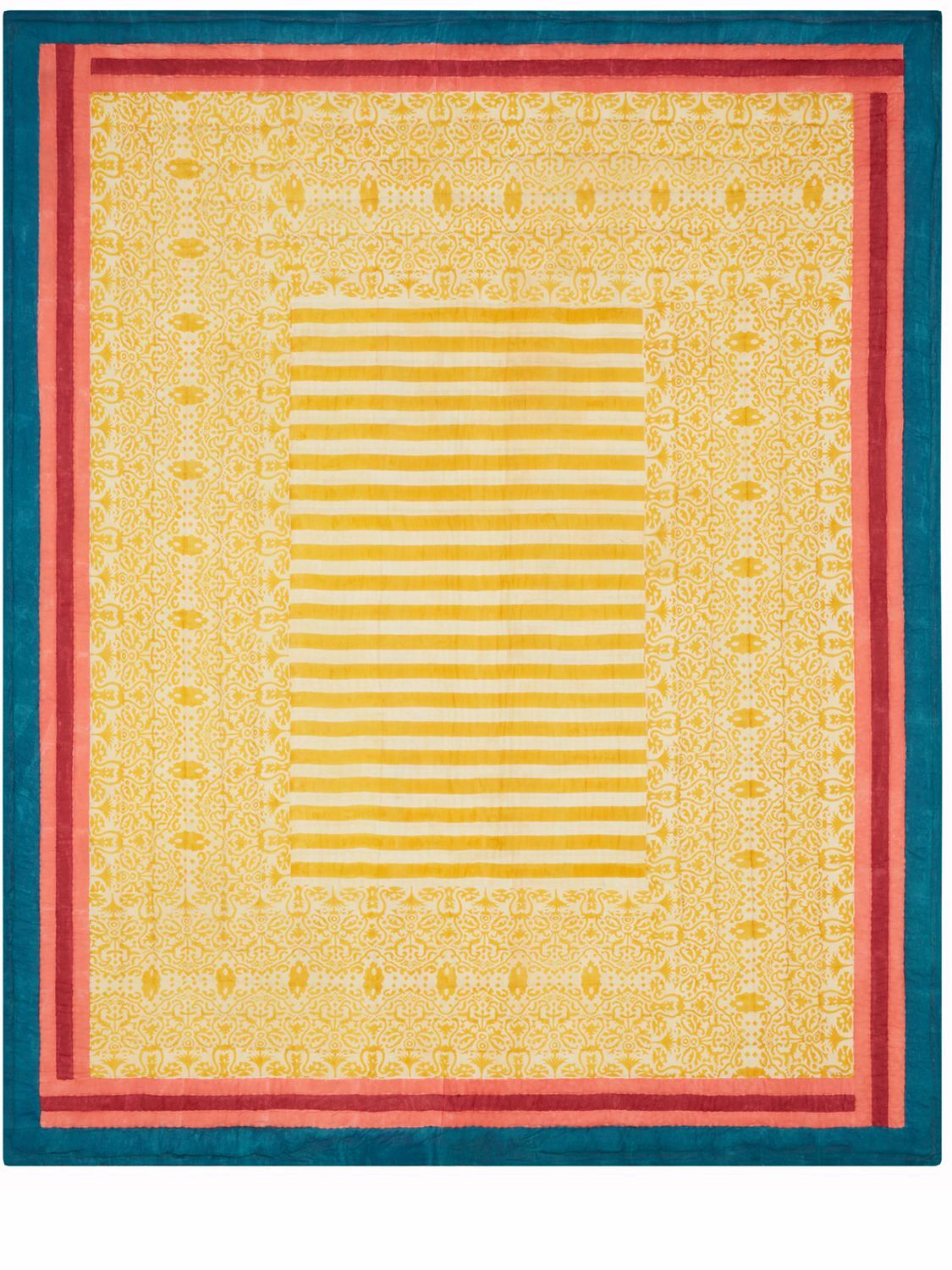 LISA CORTI Gold Damask Design Quilted Bedspread