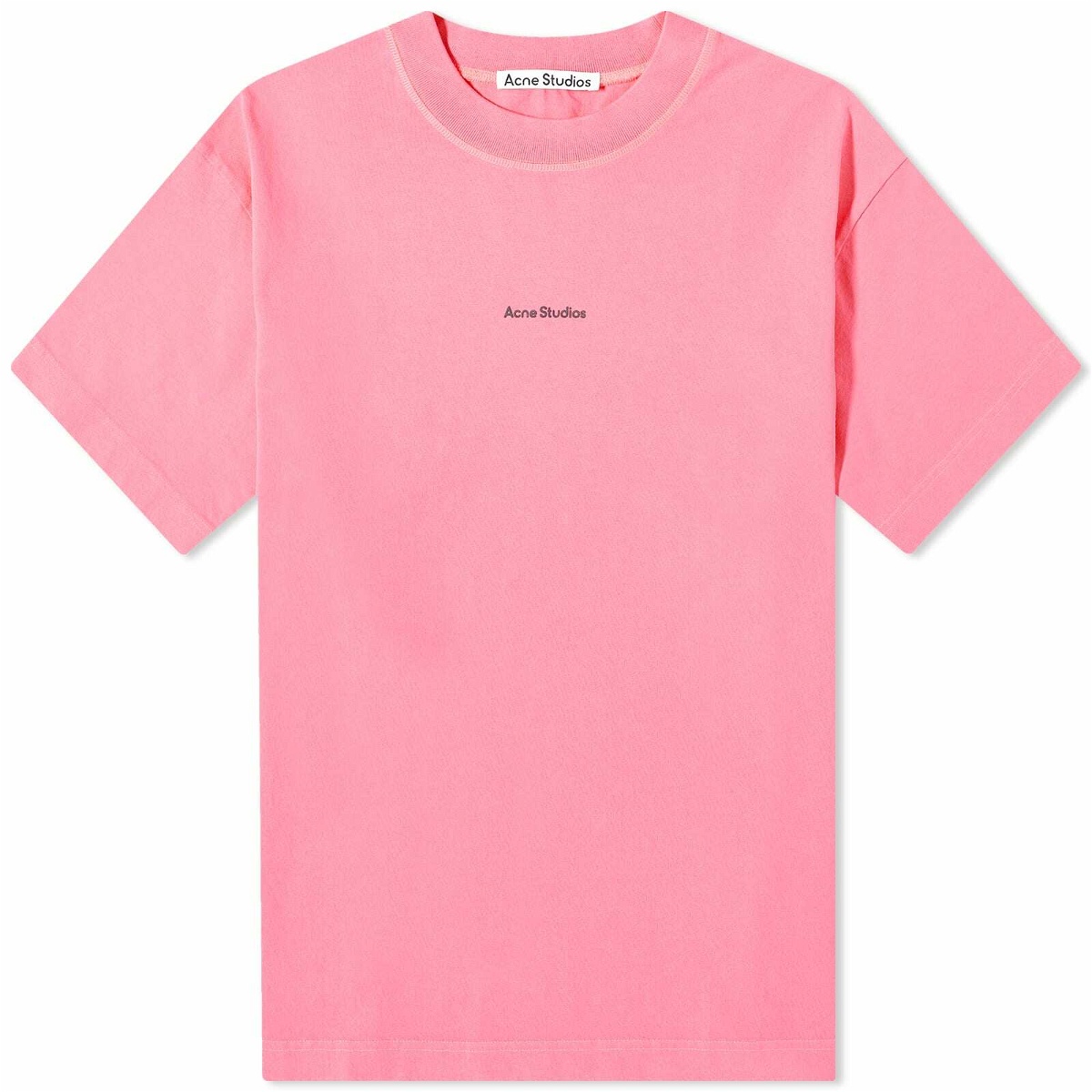 Acne Studios Men's Extorr Stamp T-Shirt in Neon Pink Acne Studios
