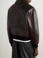 CELINE - Leather Bomber Jacket - Brown