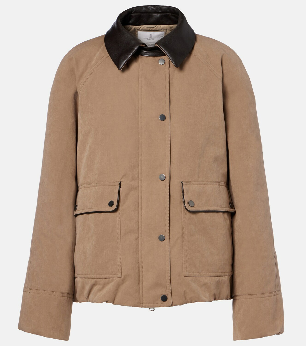 Brunello Cucinelli Leather-trimmed padded jacket