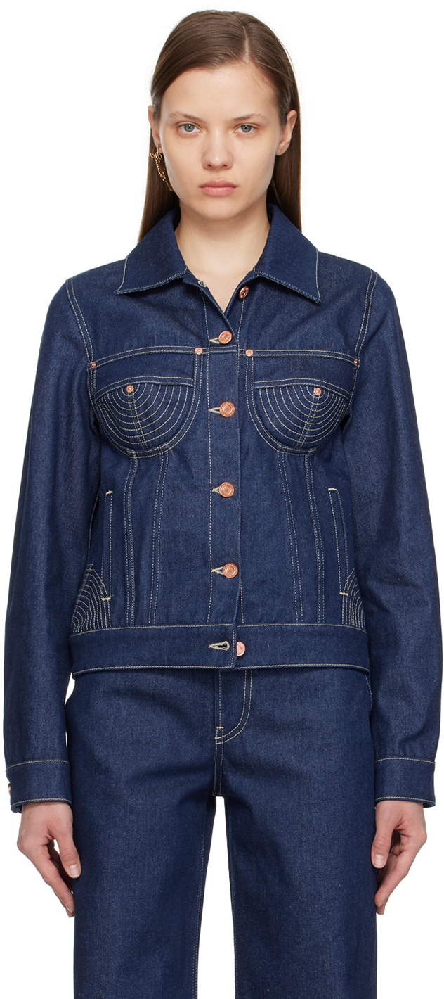 Jean Paul Gaultier Indigo Paneled Denim Jacket Jean Paul Gaultier