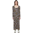 Les Reveries Black Floral Slit Dress