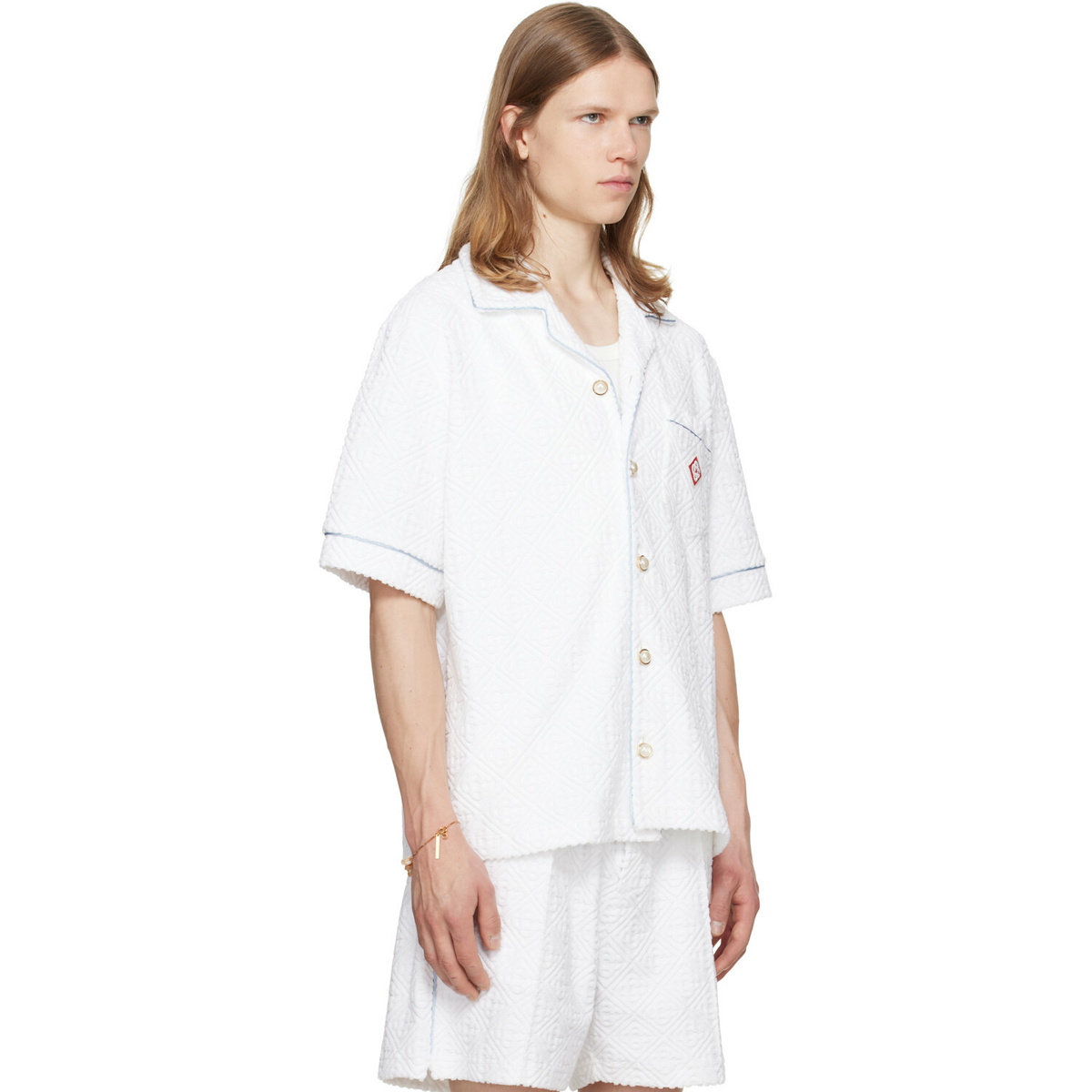 Casablanca White Towelling Monogram Short Sleeve Shirt