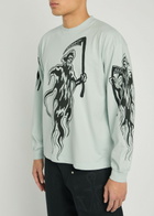 Warren Lotas Serenity Reaper Printed Long Sleeve Cotton top Grey