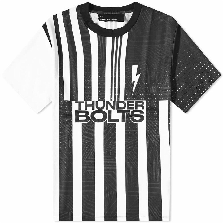 Photo: Neil Barrett Men's Multistripe Thunderbolt Football T-Shirt in Black/White