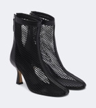 Souliers Martinez Fira leather-trimmed mesh ankle boots
