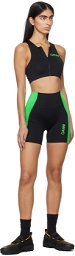 GANNI Black & Green Printed Sport Shorts