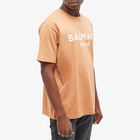 Balmain Men's Paris Logo T-Shirt in Camel/Natural