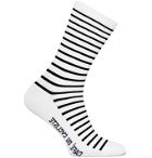 Cafe du Cycliste - Striped Merino Wool-Blend Cycling Socks - White