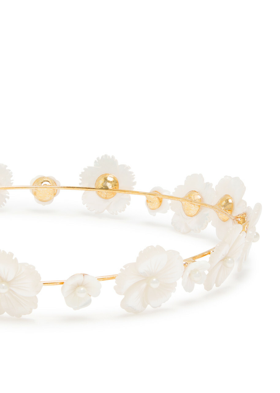 Jennifer Behr Jenna Pearl-embellished 18kt Gold-plated Headband - One Size