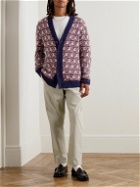 NN07 - Billy 6594 Brushed Wool and Mohair-Blend Jacquard Cardigan - Pink