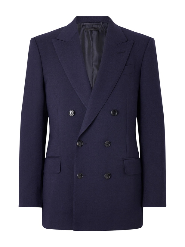 Photo: TOM FORD - Atticus Double-Breasted Wool and Mohair-Blend Blazer - Blue
