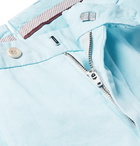 Loro Piana - Slim-Fit Pleated Cotton and Linen-Blend Bermuda Shorts - Light blue