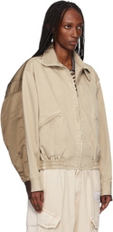 Maison MIHARA YASUHIRO Beige & Khaki Front Back Combined Zip-Up Jacket