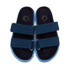 Dries Van Noten Blue Canvas and Suede Slide Sandals