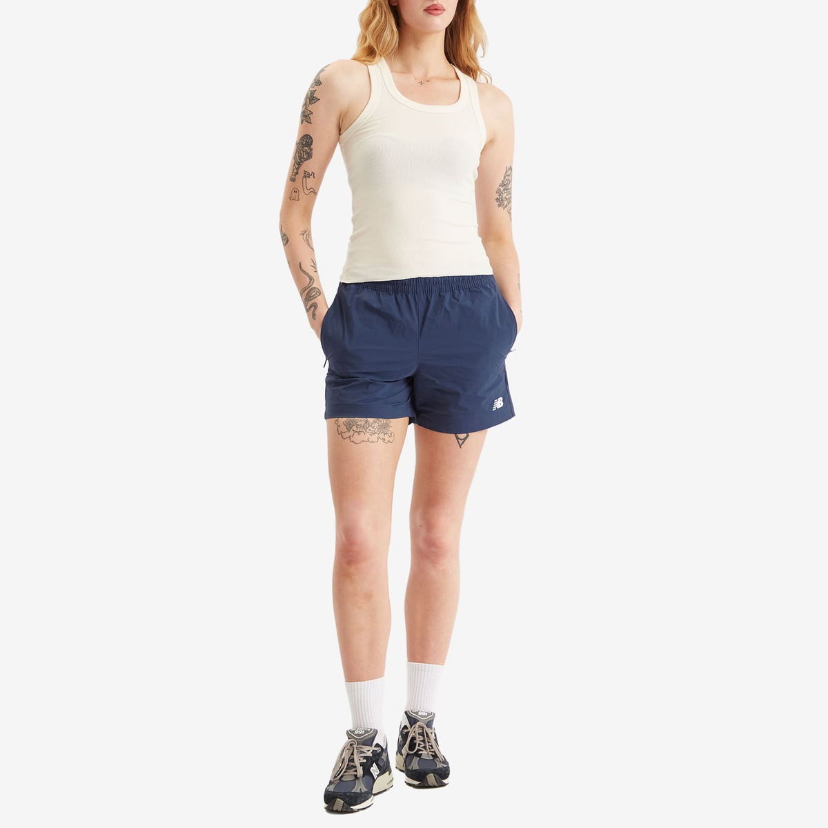 New Balance Athletics Stretch Woven Short 5" in Nb Navy